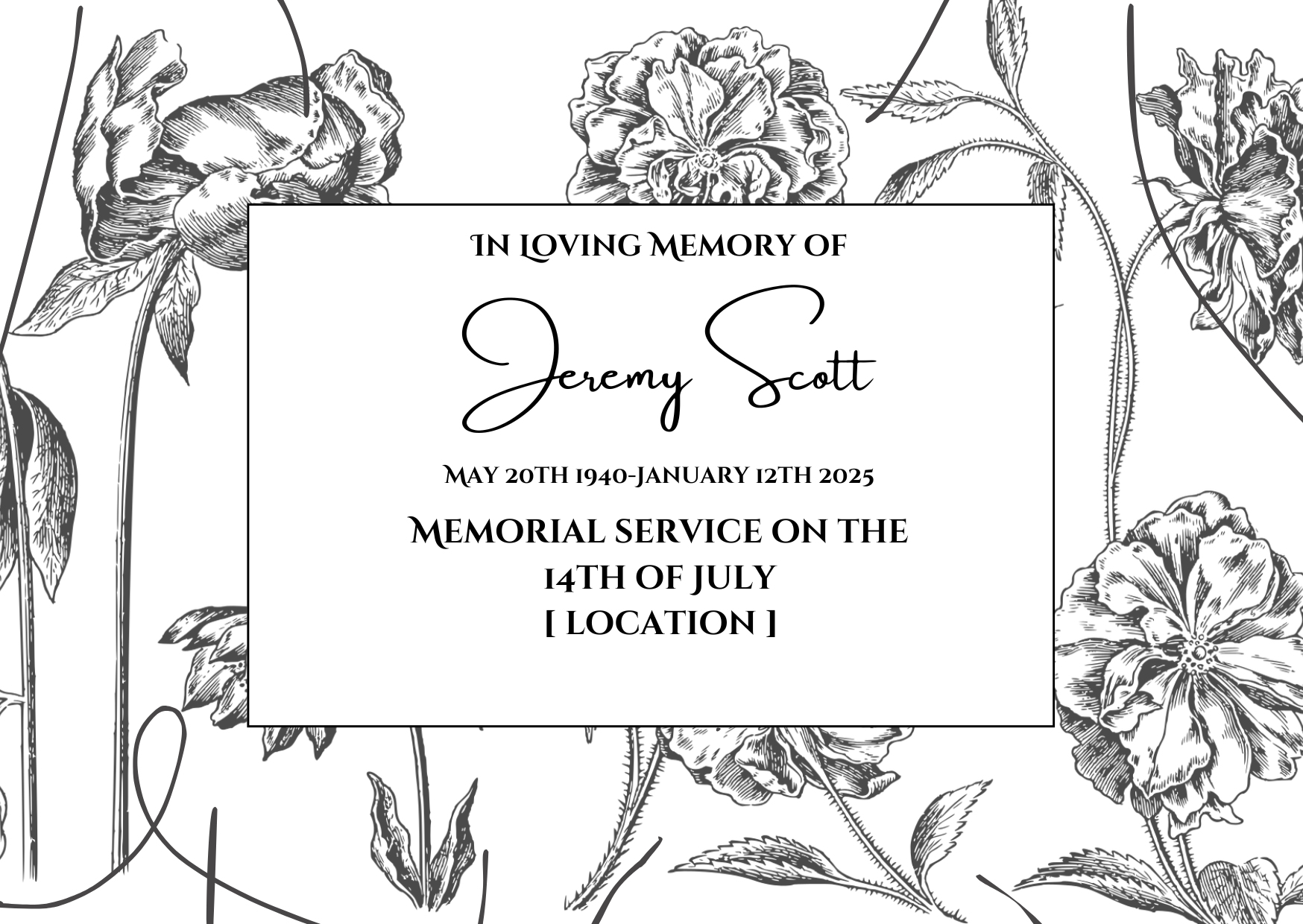 At Rest - Funeral Invitation