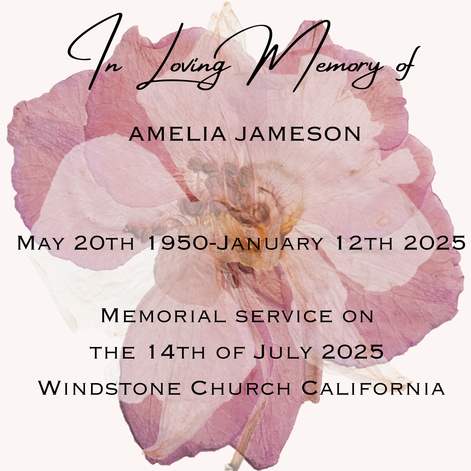 Pink Grace - Funeral Invitation
