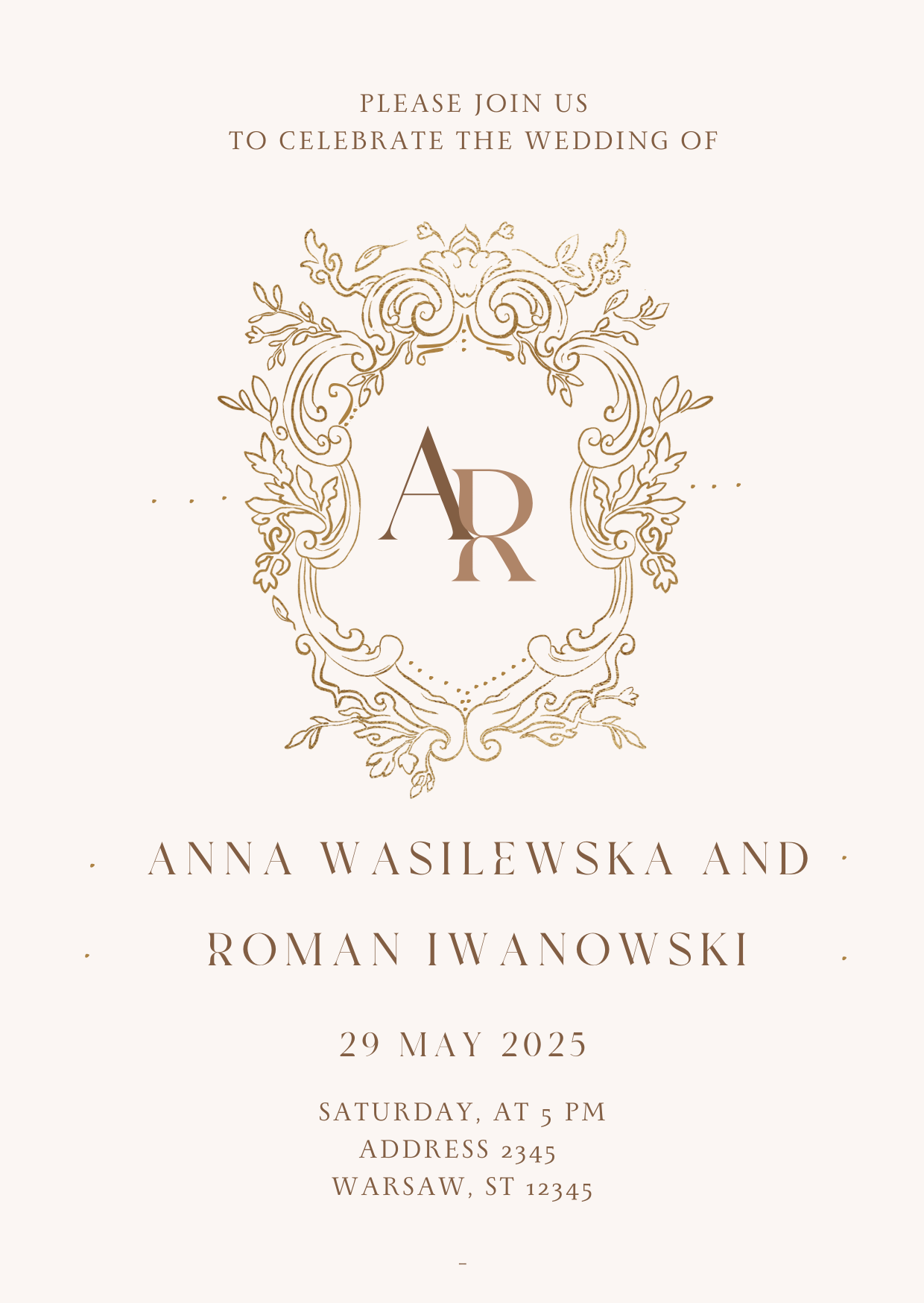 Gold Wishes Wedding Invitation